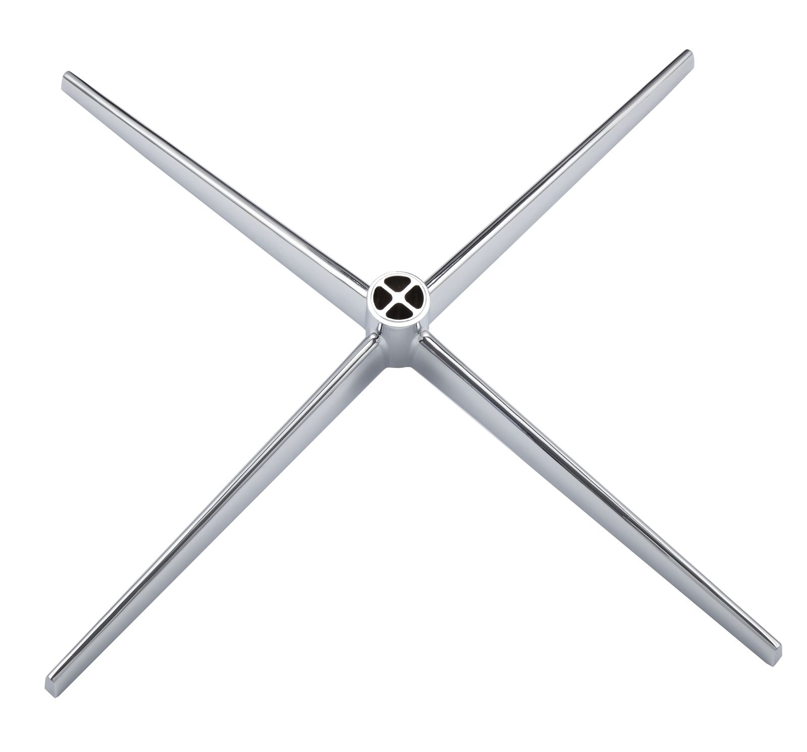 Chrome-plated cross-shaped table base